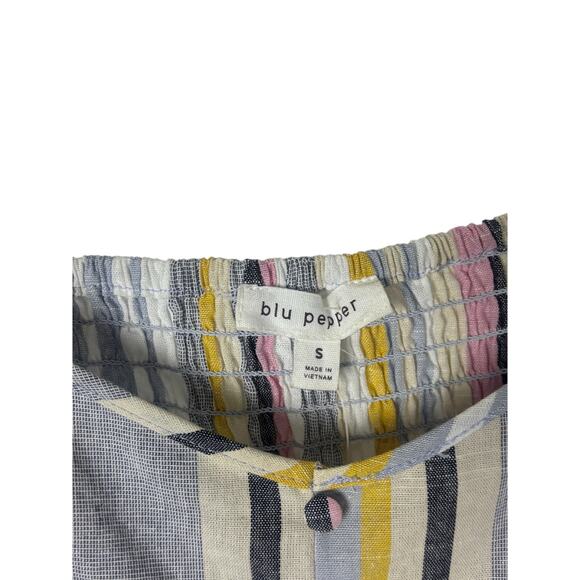 Blu Pepper Striped Ruffle Sleeve Dress Women’s S Multicolor Cotton Lined Summer - Picture 4 of 7